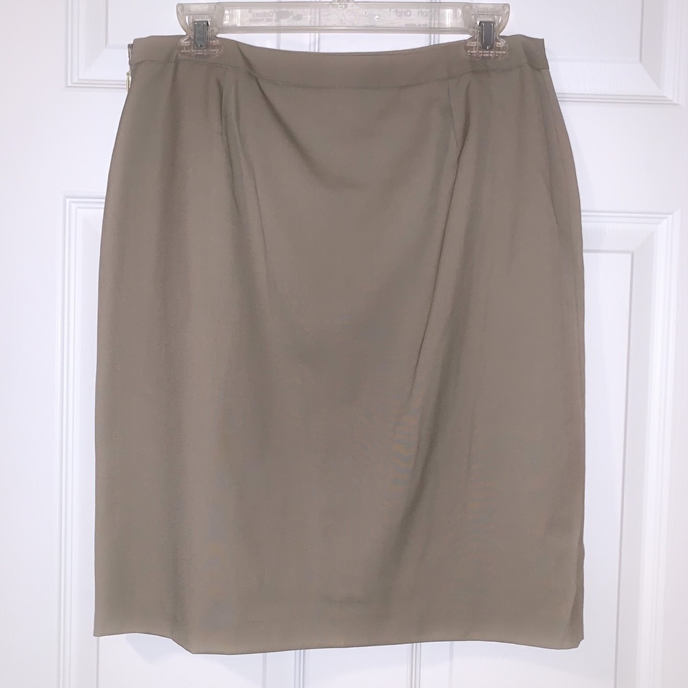 VIKTOR & ROLF Khaki Business Wool Silk Skirt 8